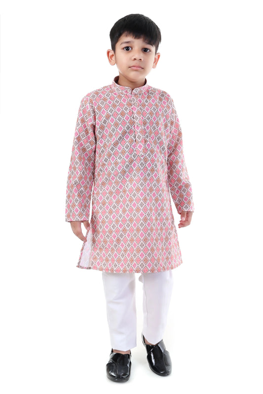 Vibrant Multi-Color Printed Kurta Pajama Set for Boys