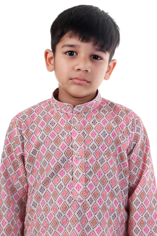 Vibrant Multi-Color Printed Kurta Pajama Set for Boys