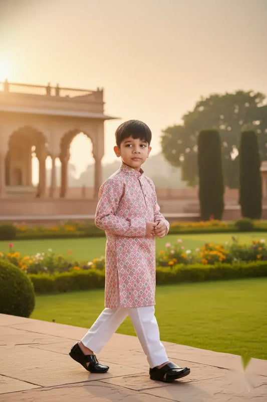Vibrant Multi-Color Printed Kurta Pajama Set for Boys