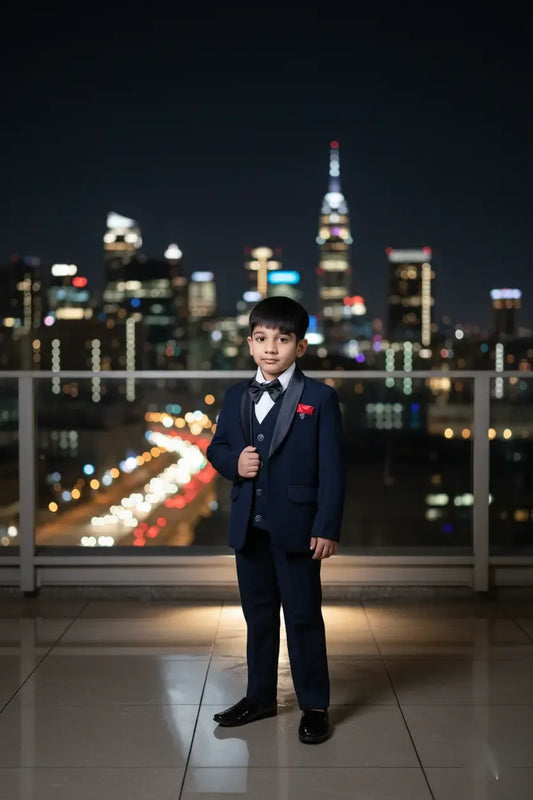 Navy Luxe Premium Tuxedo Suit for Boys Formal Wear