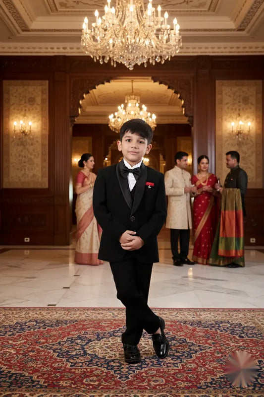 Classic Black Premium Tuxedo Suit for Boys Party Wear