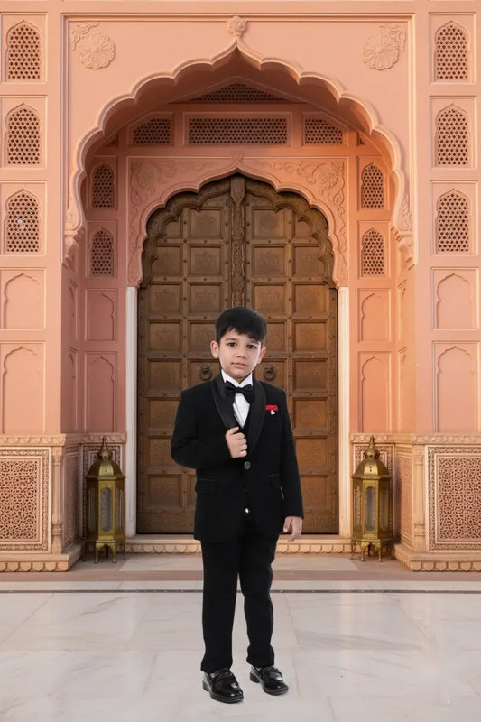 Classic Black Premium Tuxedo Suit for Boys Party Wear