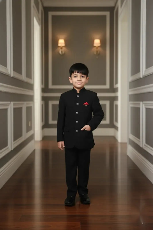 Classic Black Premium Jodhpuri Suit for Boys Wedding Wear