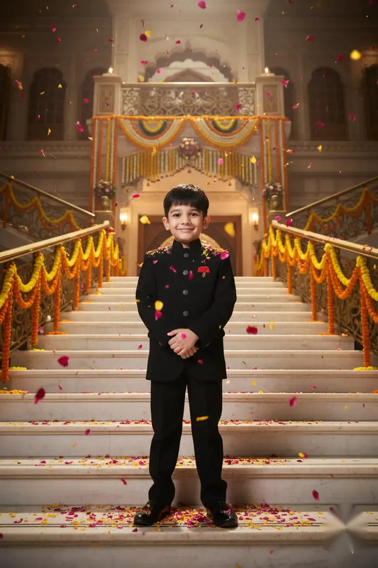Classic Black Premium Jodhpuri Suit for Boys Wedding Wear