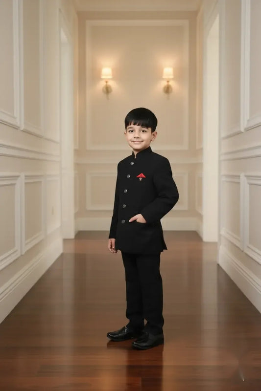 Classic Black Premium Jodhpuri Suit for Boys Wedding Wear