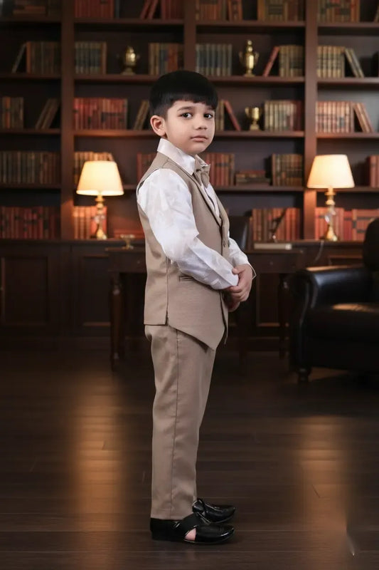 Camel Charm 4-Piece Premium Jacket Suit for Boys
