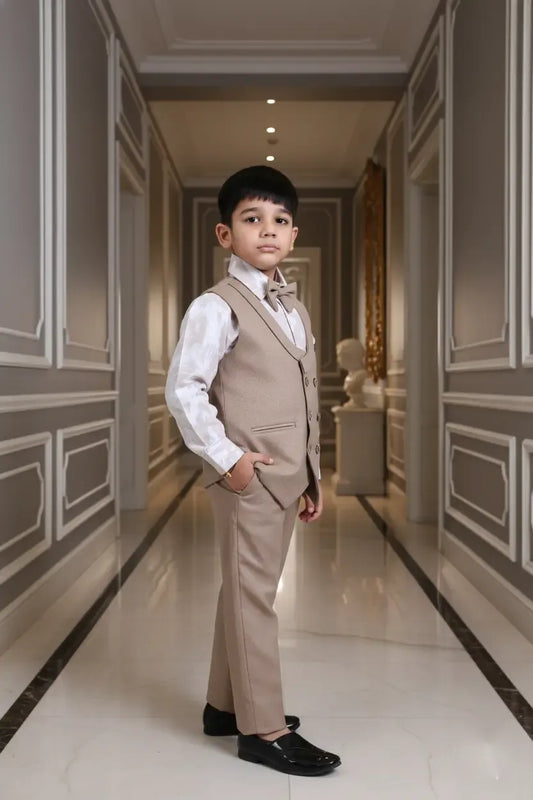Camel Charm 4-Piece Premium Jacket Suit for Boys