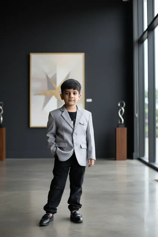 Classic Grey Premium Blazer for Boys Formal Wear