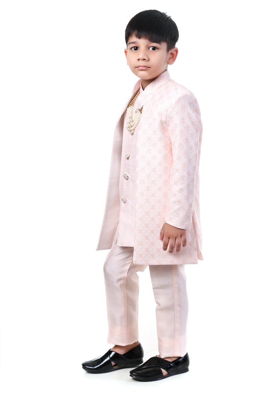 Blush Royale Embroidered Indo-Western Sherwani for Boys