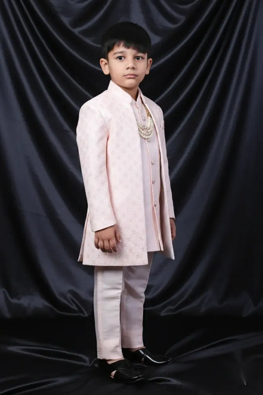 Blush Royale Embroidered Indo-Western Sherwani for Boys