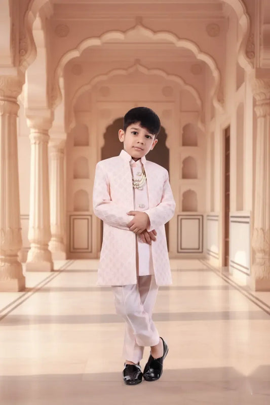Blush Royale Embroidered Indo-Western Sherwani for Boys