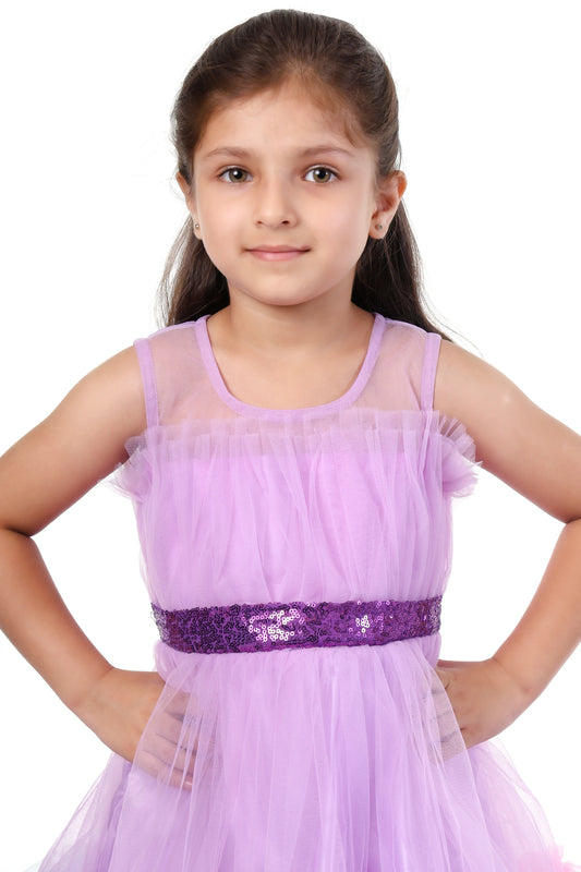 Lavender Dream Tulle Layered Party Frock for Girls
