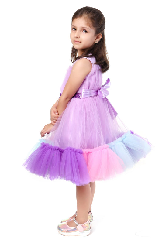 Lavender Dream Tulle Layered Party Frock for Girls