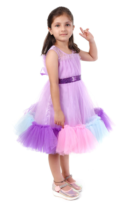Lavender Dream Tulle Layered Party Frock for Girls