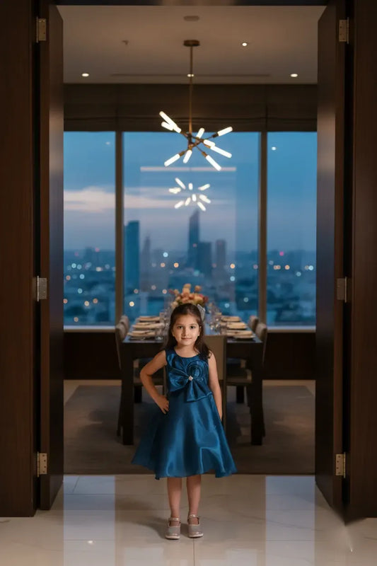 Teal Tranquility Layered Party Dress for Girls