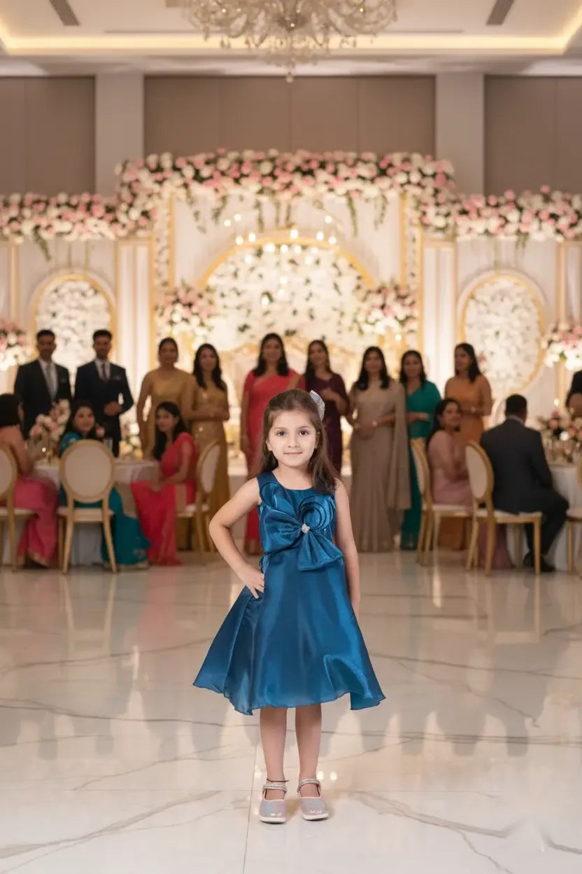 Teal Tranquility Layered Party Dress for Girls