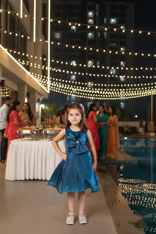 Teal Tranquility Layered Party Dress for Girls