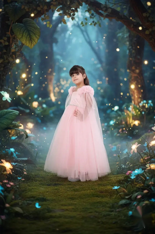 Dusty Rose Delight Party Gown for Girls Occasion Wear