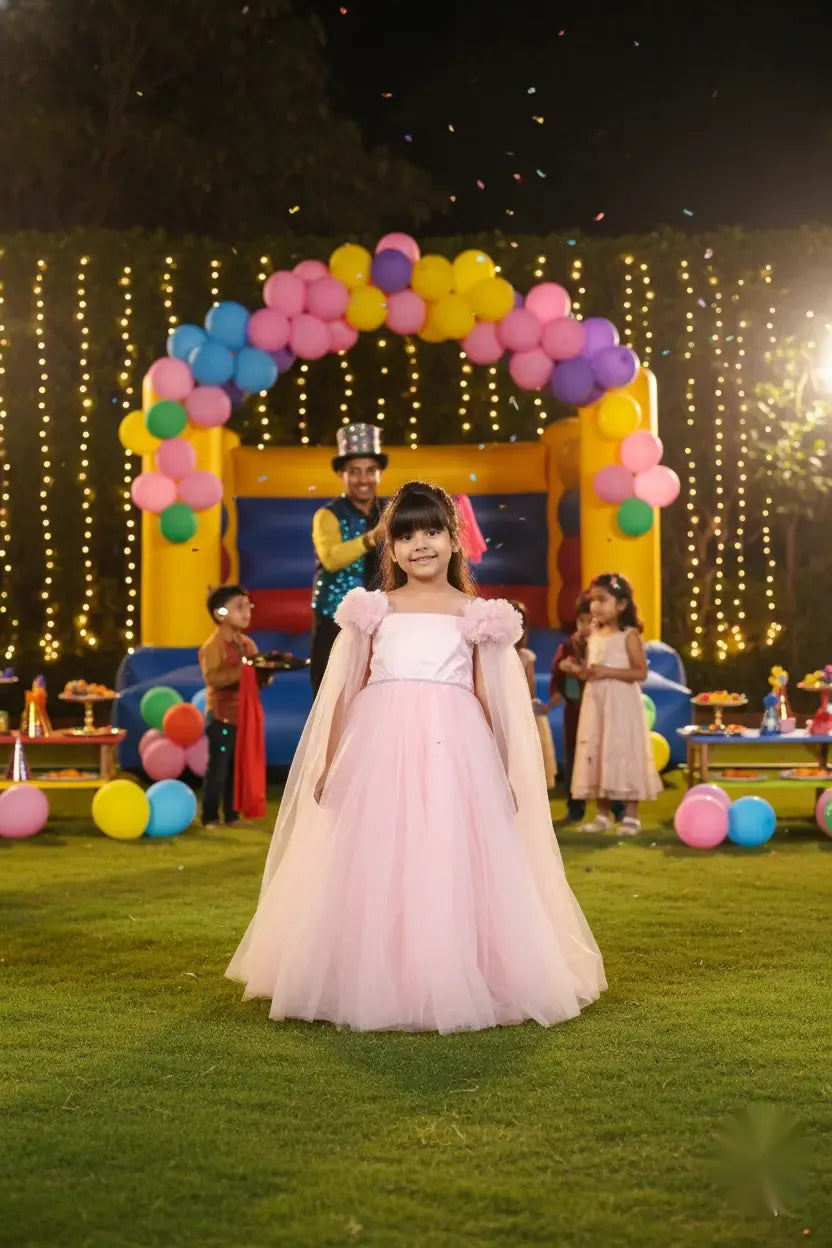 Dusty Rose Delight Party Gown for Girls Occasion Wear