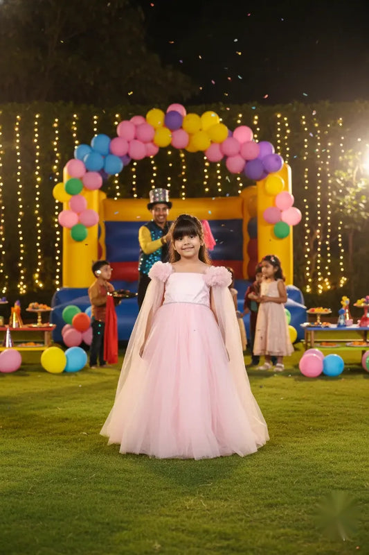 Dusty Rose Delight Party Gown for Girls Occasion Wear
