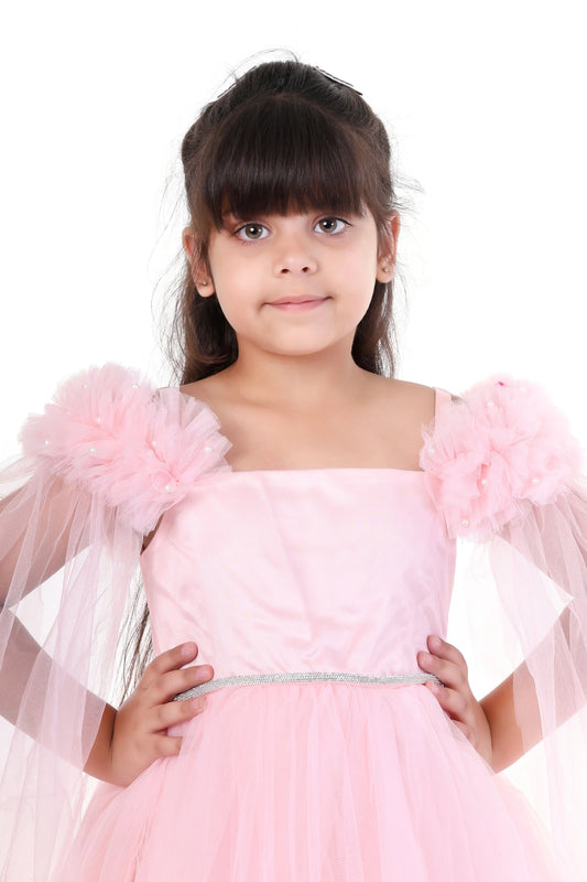 Dusty Rose Delight Party Gown for Girls Occasion Wear