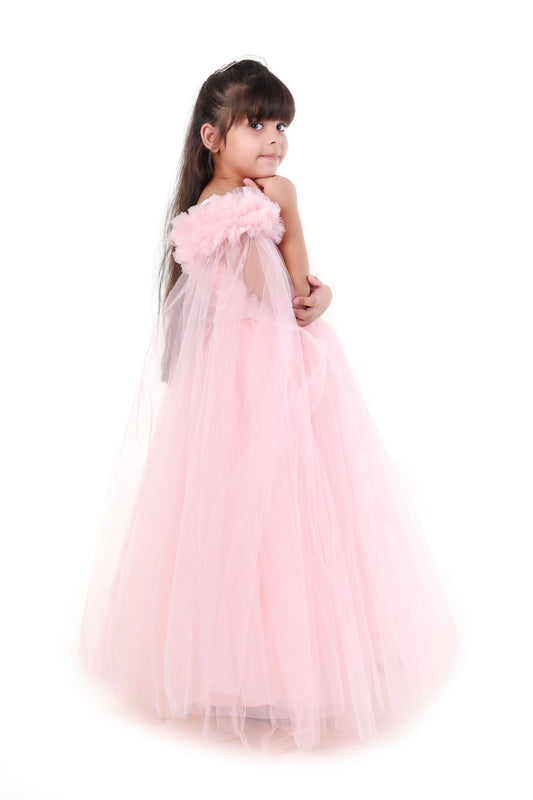 Dusty Rose Delight Party Gown for Girls Occasion Wear