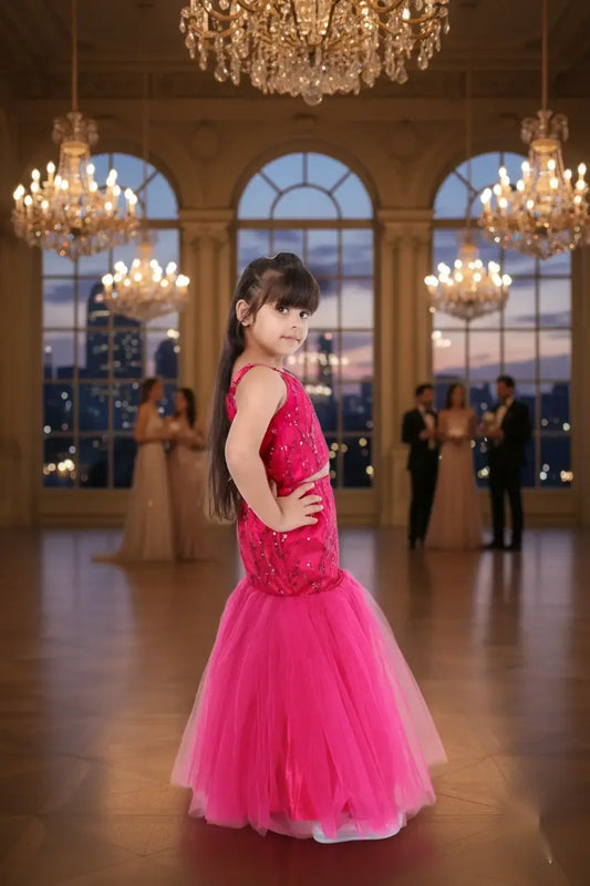 Pink Prism Magenta Girls Ethnic Lehenga Choli