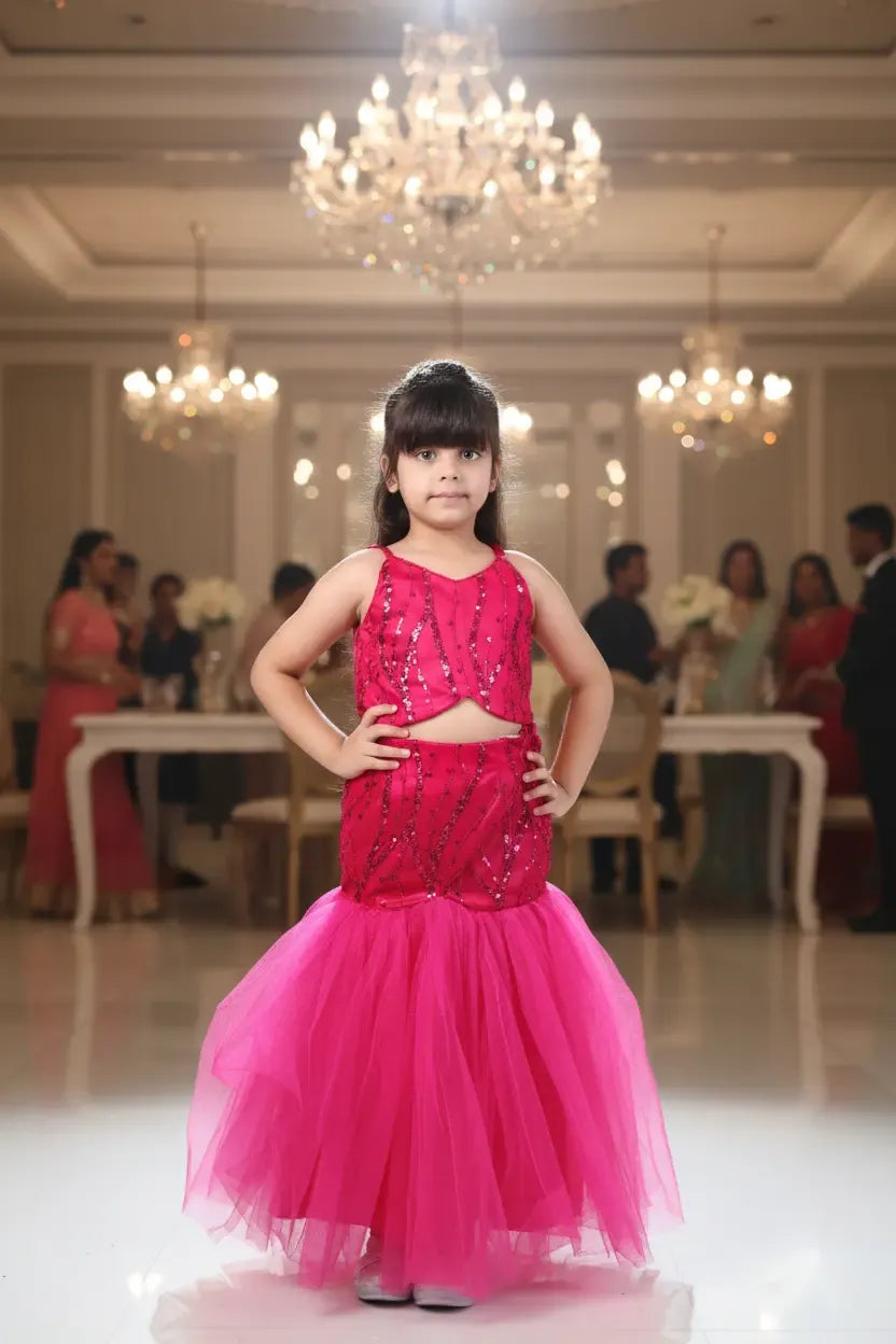 Pink Prism Magenta Girls Ethnic Lehenga Choli