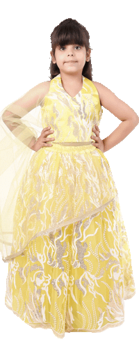 Golden Gleam Yellow Girls Festive Lehenga Choli