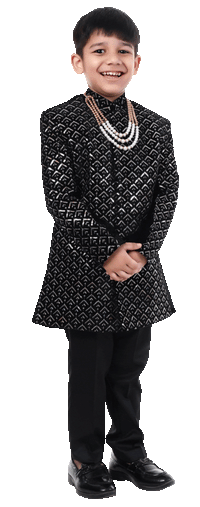 Midnight Prince Boys Indo-Western Sherwani Set