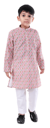 Vibrant Multi-Color Printed Kurta Pajama Set for Boys