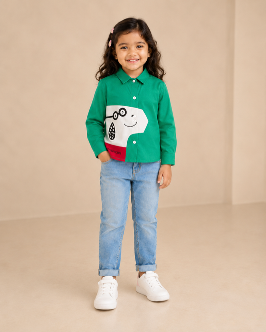 Green Colourblock Shirt