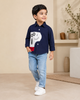 Navy Blue Colourblock Shirt