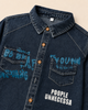 Blue Washed Denim Printed Shirt