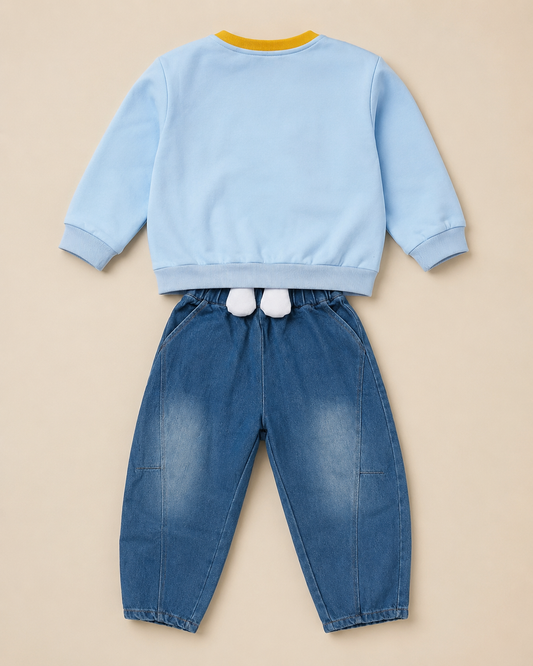 Sky Blue Printed Cord Set - 2 Piece