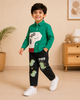 Green & Black Graphic Printed Shirt & Jeans Set - 2 Piece
