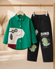 Green & Black Graphic Printed Shirt & Jeans Set - 2 Piece