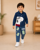 Navy Blue Graphic Printed Shirt & Jeans Set - 2 Piece