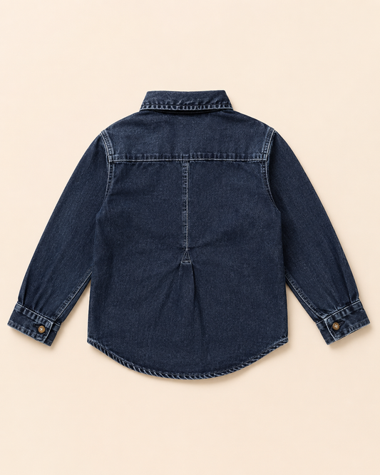 Blue Washed Denim Printed Shirt & Blue Jeans Set - 2 Piece