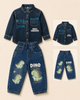 Blue Washed Denim Printed Shirt & Blue Jeans Set - 2 Piece