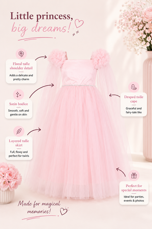 Dusty Rose Delight Party Gown for Girls Occasion Wear