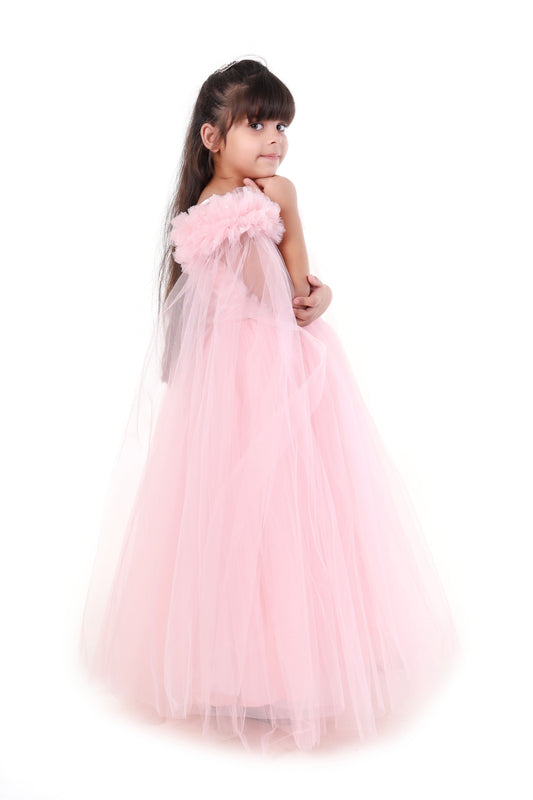 Dusty Rose Delight Party Gown for Girls Occasion Wear