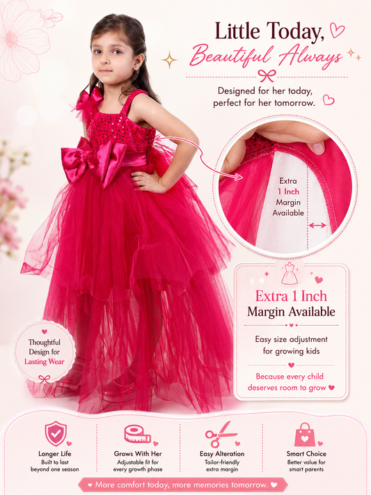 Magenta Magic High-Low Party Gown for Girls