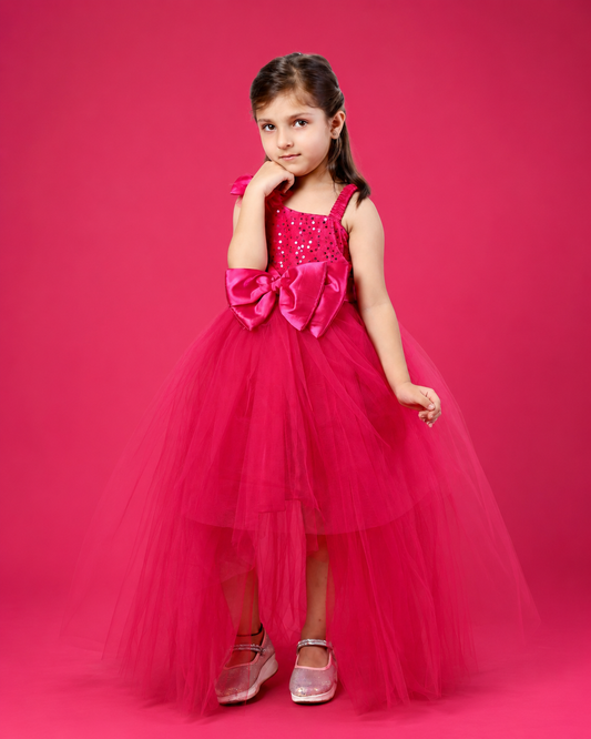 Magenta Magic High-Low Party Gown for Girls