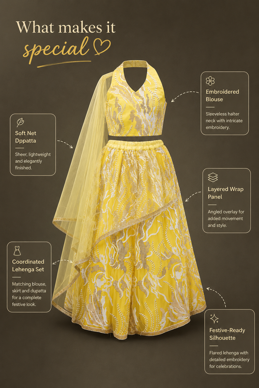 Golden Gleam Yellow Girls Festive Lehenga Choli