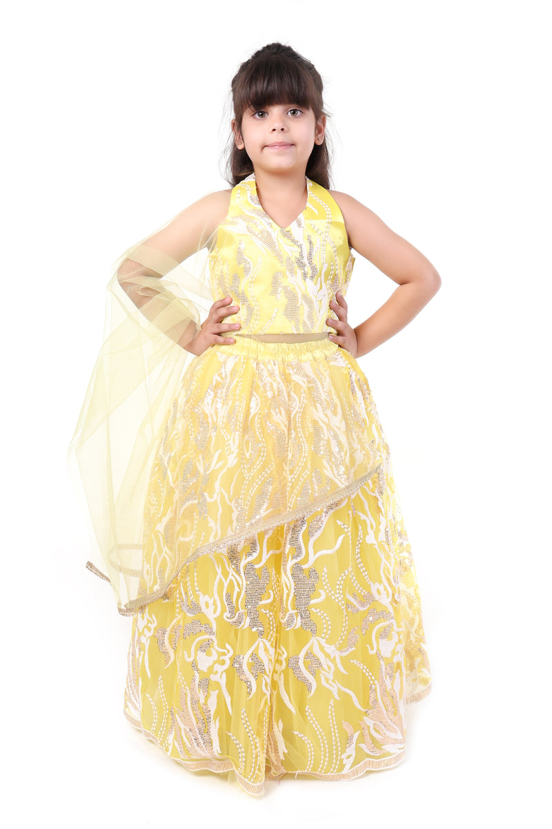 Golden Gleam Yellow Girls Festive Lehenga Choli