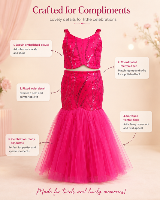 Pink Prism Magenta Girls Ethnic Lehenga Choli