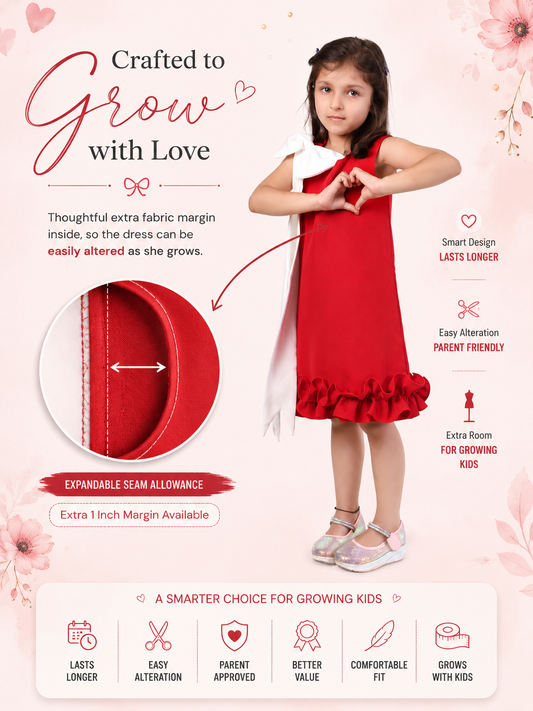 Cherry Chic Red & White Bow Party Dress for Girls