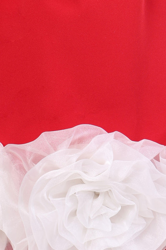 Scarlet Bloom Red Floral Party Dress for Girls