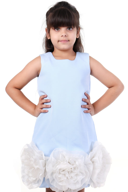 Bluebell Charm Sky Blue Floral Party Dress for Girls